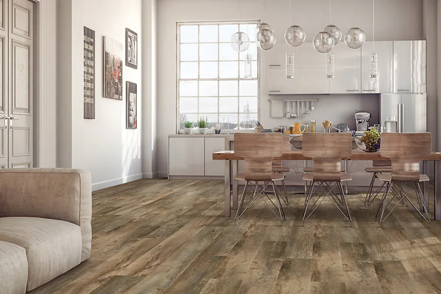 kitchen with wooden textured vinyl