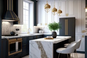 luxury kitchen interior with new stylish furniture