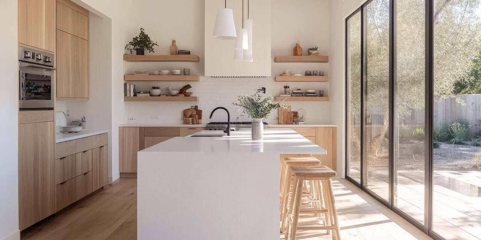 modern kitchen remodel design featuring wooden cabinetry in Maryland