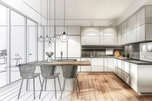 sketch design of modern kitchen