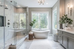 bright bathroom remodel with lots of light