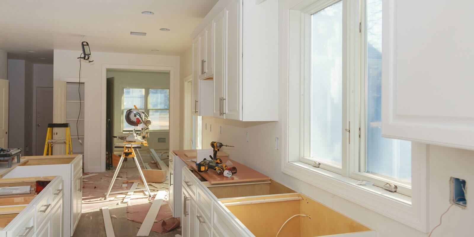 custom kitchen cabinets being installed during MD kitchen remodel