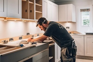 MD kitchen remodel contractor installing new modern kitchen