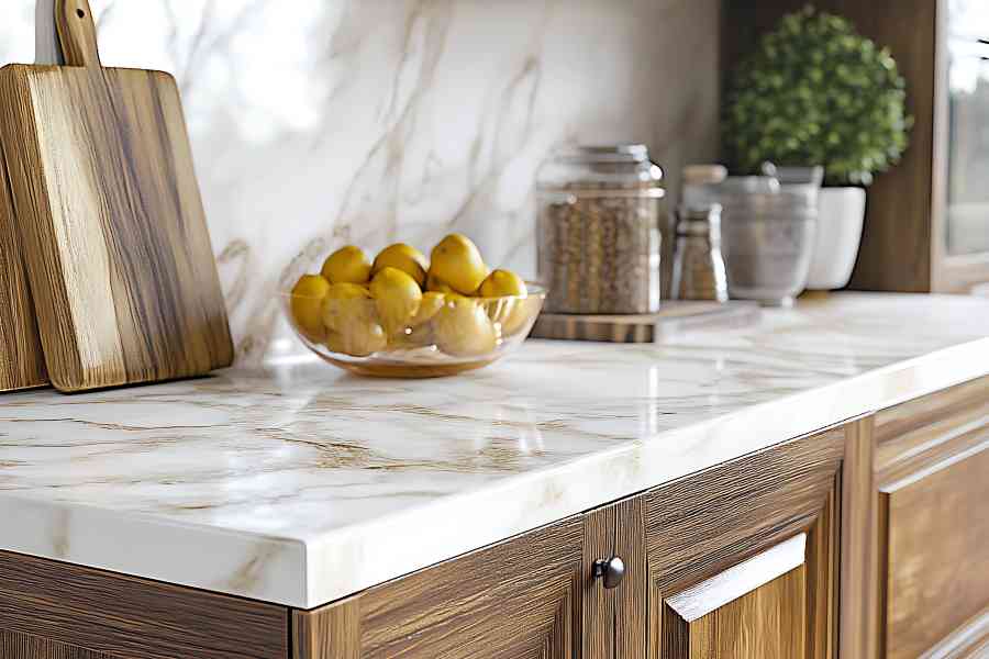 contemporary kitchen with marble countertops and stylish decor in st marys city maryland.