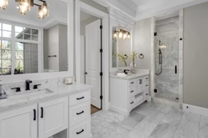 luxury modern bathroom in white theme