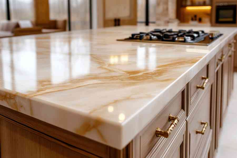 This modern luxury kitchen boasts a stylish island, innovative countertops, and a luxurious color palette Elegant details, high-end appliances, and ample storage blend modern aesthetics with practicality It's the perfect inspiration for interior design, home renovations, or luxury real estate listings, showcasing in a charlotte hill maryland home.