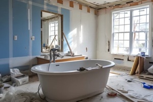 under construction new bathtub remodeling a home bathroom