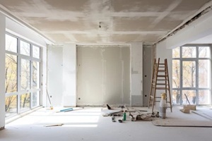 construction project includes the installation of plasterboard