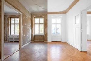 room before home remodel empty flat interior in old Maryland building