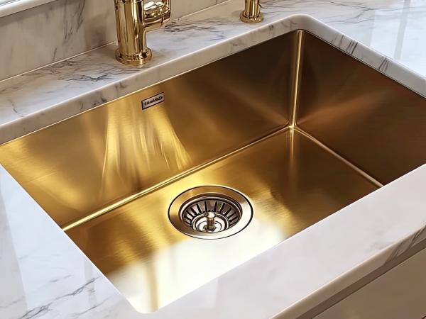 Sleek undermount kitchen sink with a touchless faucet.