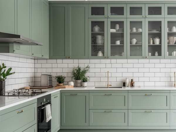 a modern kitchen with a vintage look.