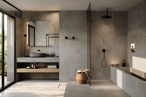 Modern Luxury Bathroom Interior in Grey Colors
