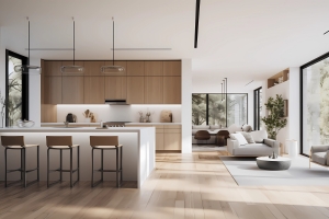 Spacious Kitchen Attached with Modern House Living Space in Maryland