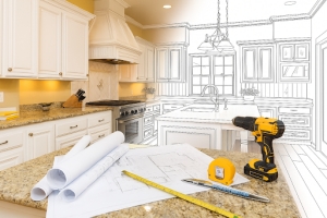Drawing of Modern Kitchen Design on A Slab