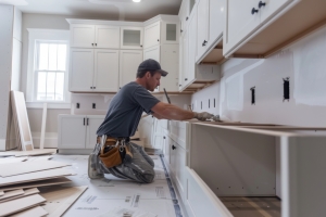 Professional Worker Renovating an Old Kitchen