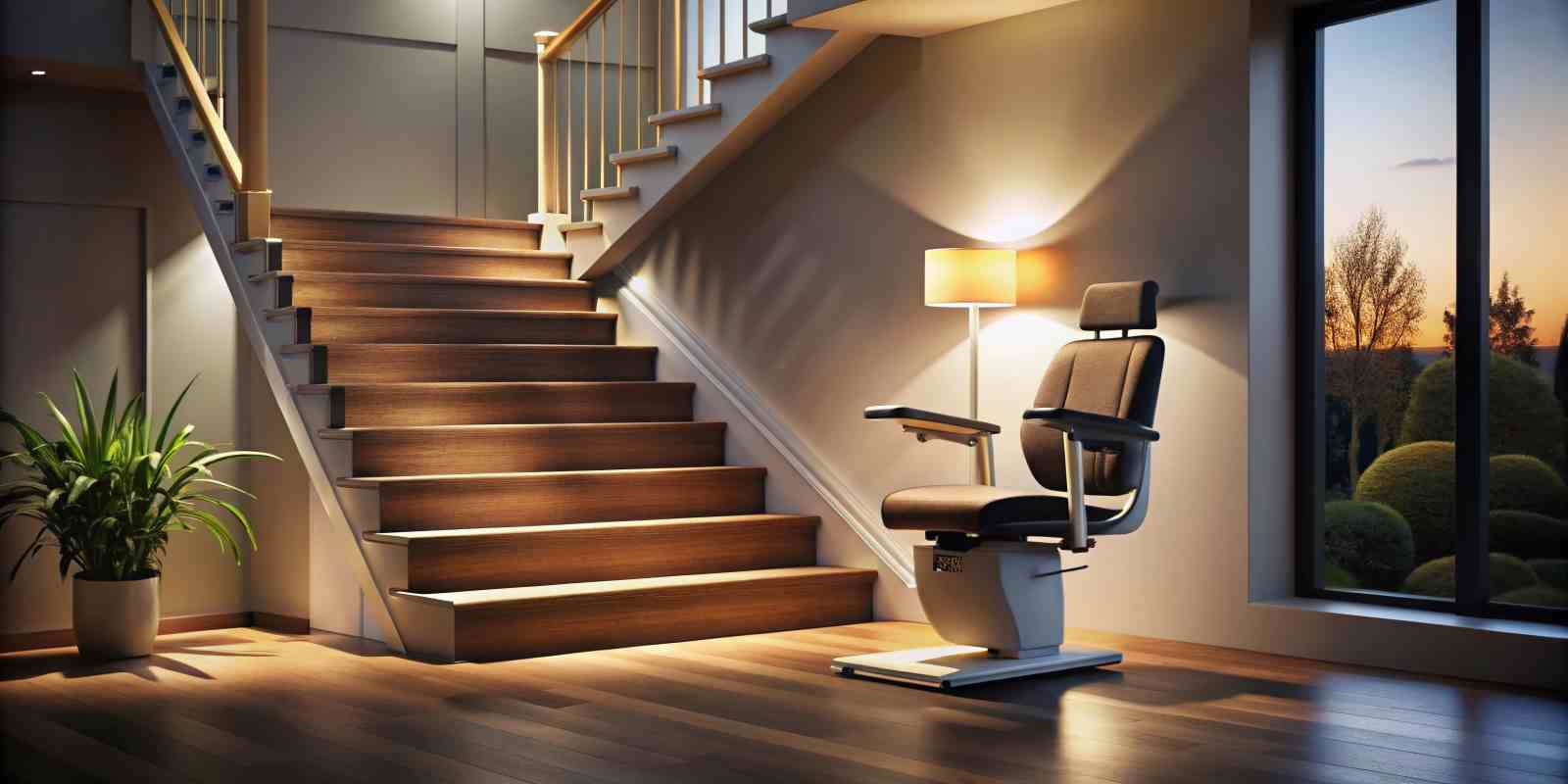 Modern Stairlift on Stylish Home Staircase Representing Aging in Place Remodeling