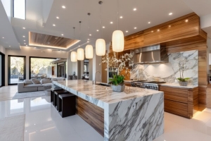 Luxury Modern Kitchen with Island Countertop and High-End Appliances