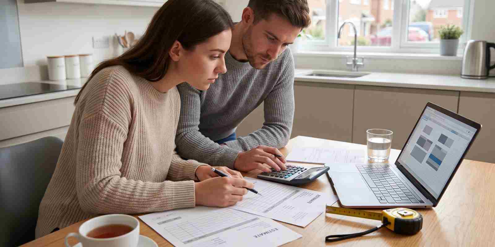 Couple Calculating Saving on Financing for a Kitchen Remodel